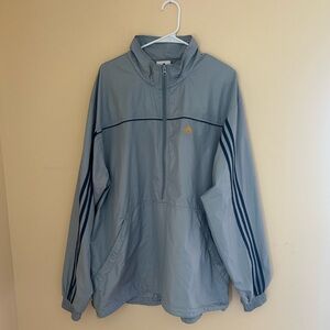 Vintage Adidas Gray and Blue Half Zip Anorak Windbreaker Jacket - LIKE NEW